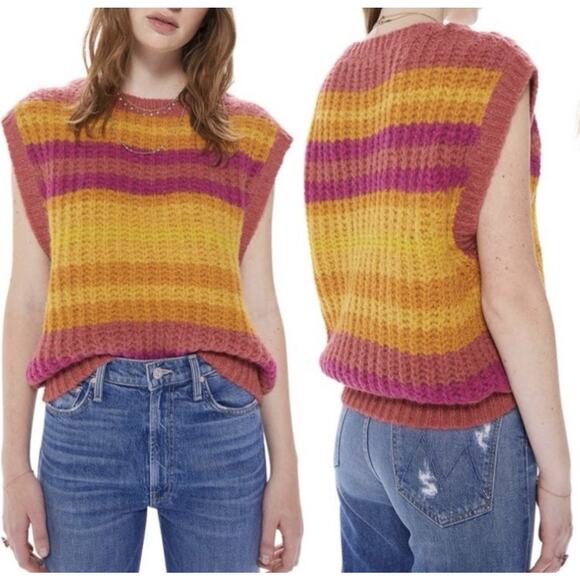MOTHER Boatneck Sweater Vest Operation Sunshine Size Sm NWT Oversized Retro - Picture 1 of 7